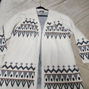Belldini White Geometric Pattern Cardigan 2x